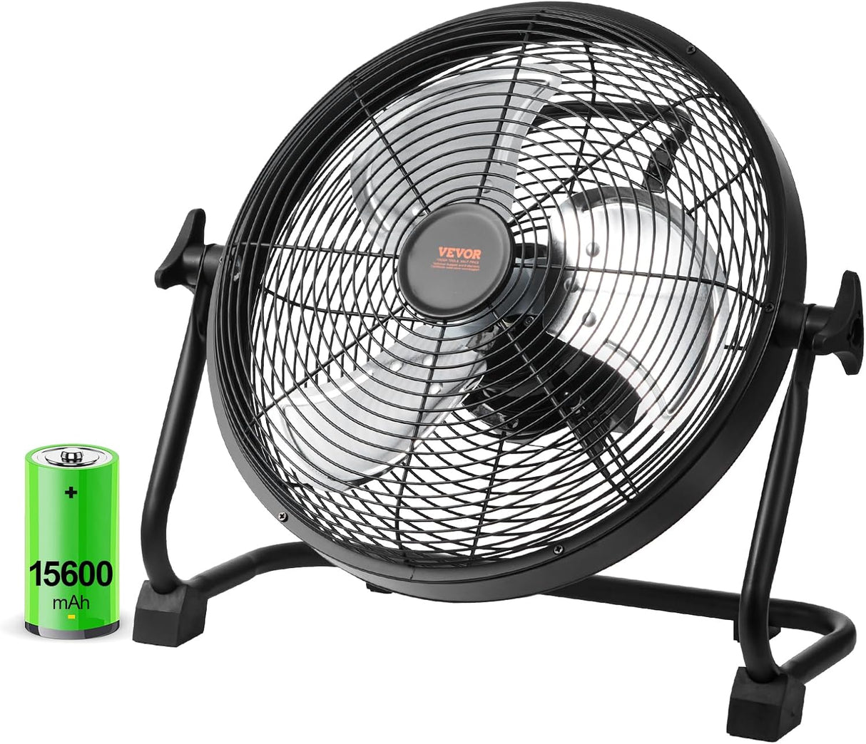 VEVOR Ventilador de Piso Recargable 12'', Alta Velocidad, Modelo Industrial