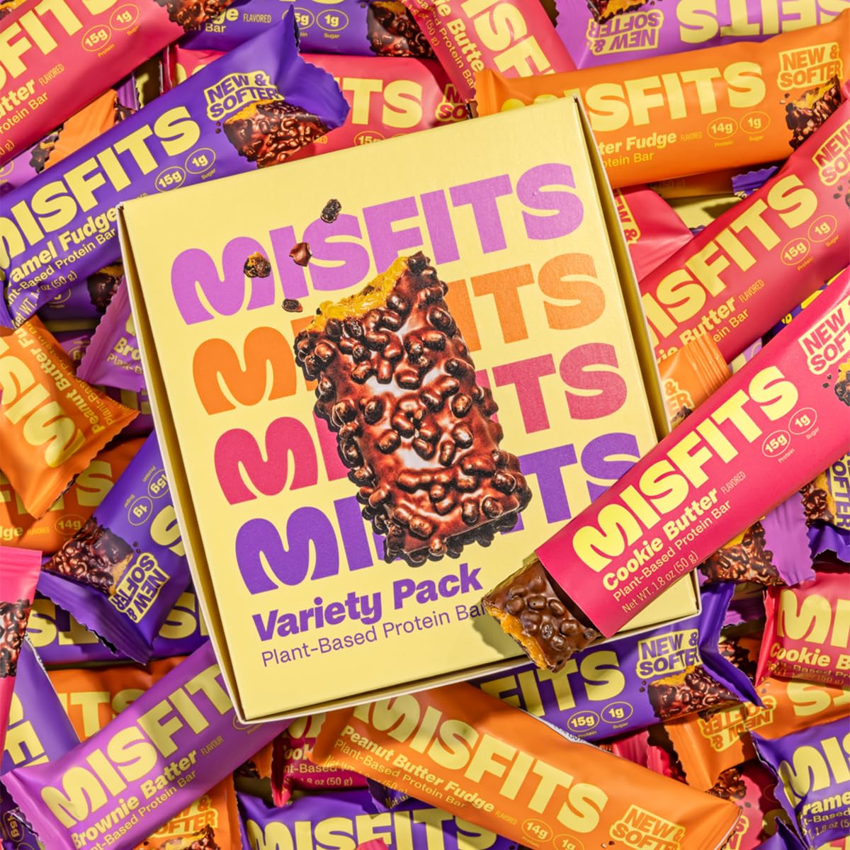 Barritas veganas Misfits, gluten free, bajo azúcar, variedad 12