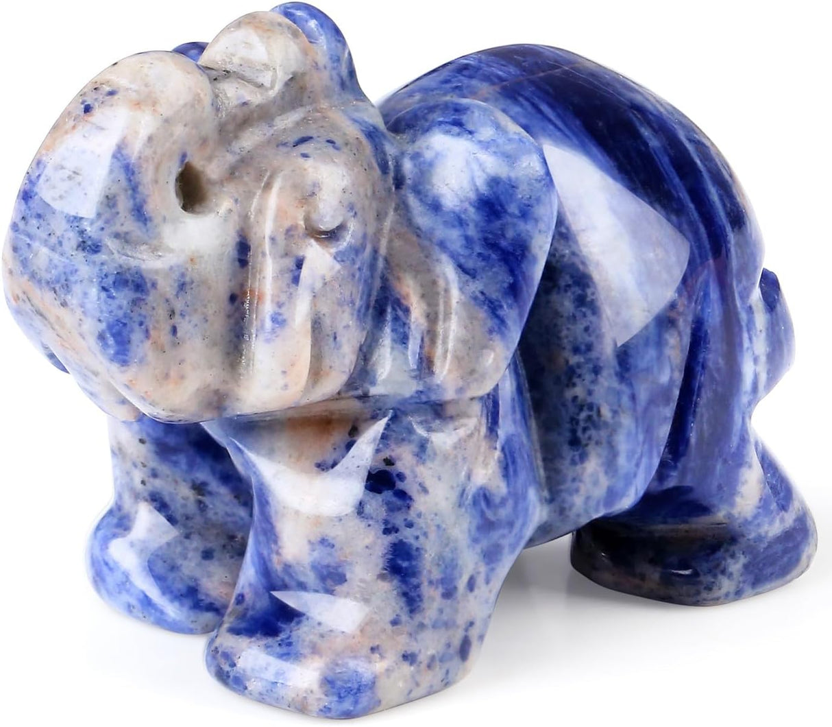 QINJIEJIE Decoración de elefante, cristales de sodalita azul