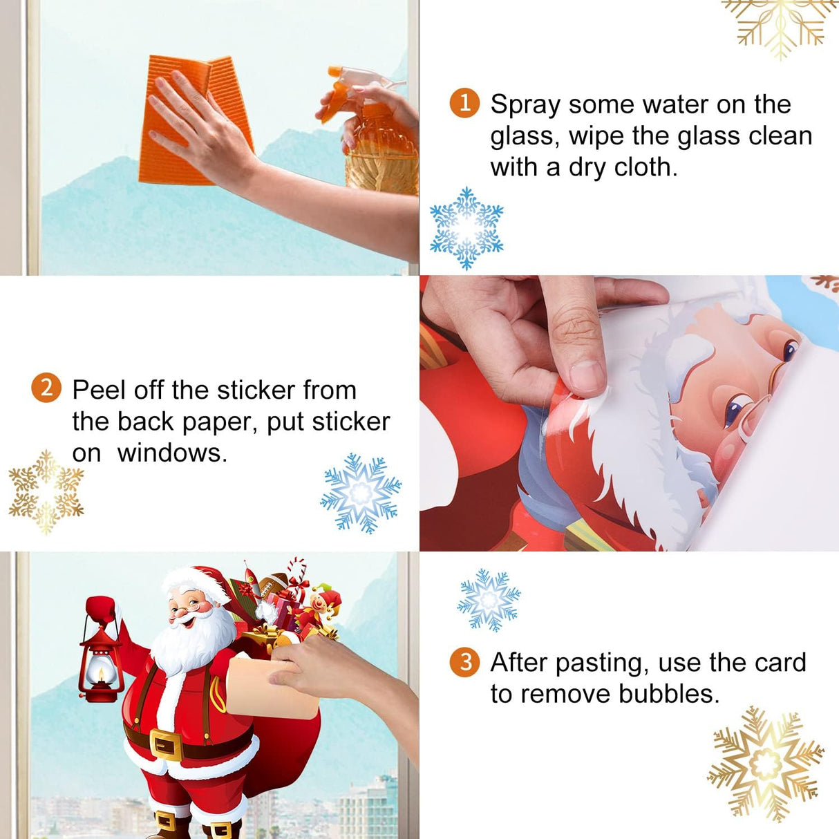 Adhesivos Navideños Yusongirl, Santa, Árbol, Nieve, Reutilizables