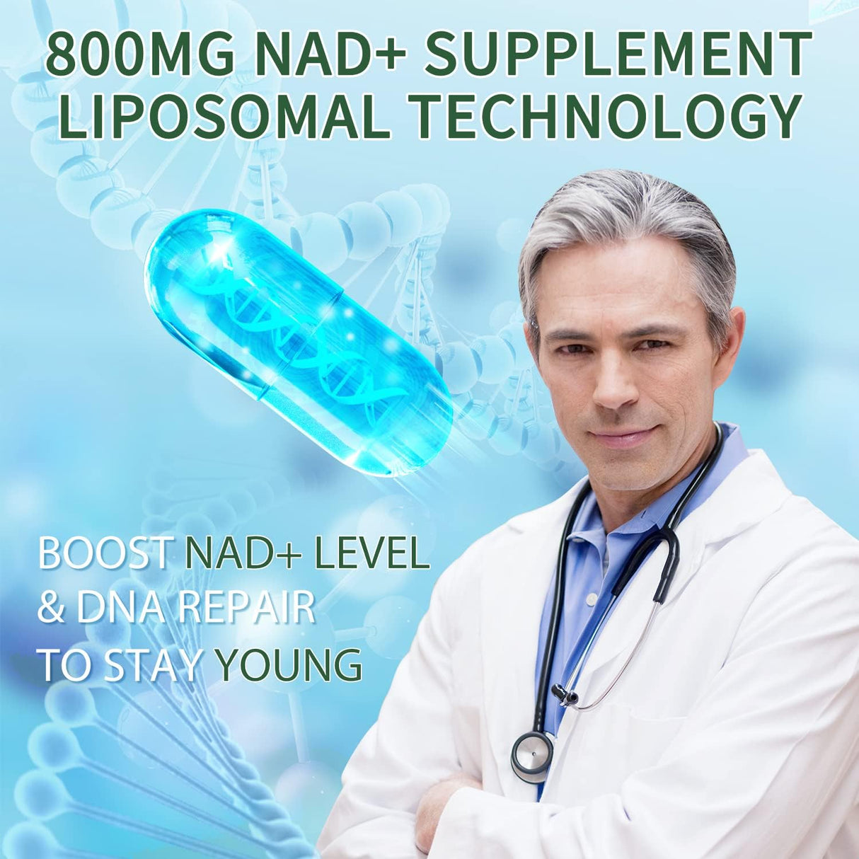 Suplemento Liposomal NAD+ Plus 800MG, Energía Celular y Antienvejecimiento