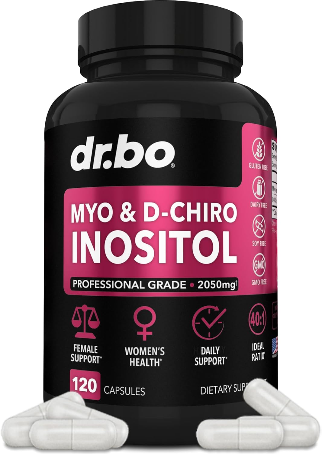 Suplemento de Inositol y D-Chiro en Cápsulas, 40:1, 120 cápsulas