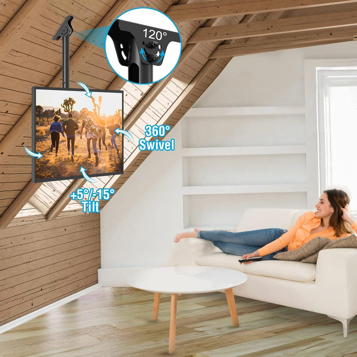 Soporte de Techo para TV MOUNTUP, Ajustable, MU0039