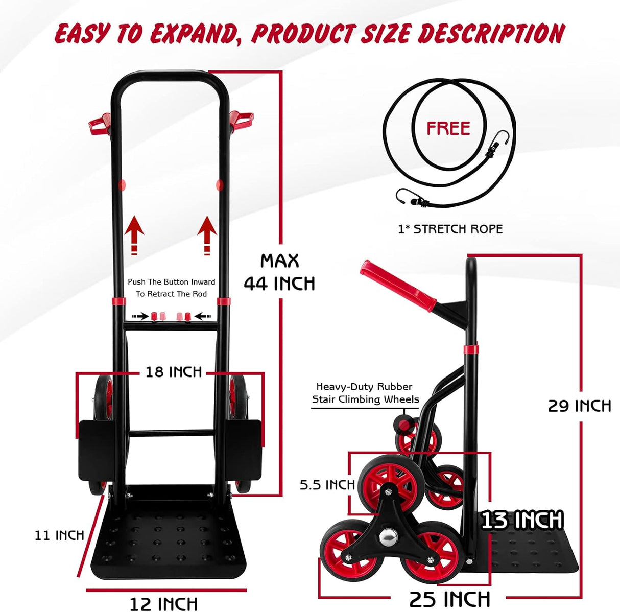 Carretilla de Escalera, Capacidad 330 Lb, Ruedas de Goma, Modelo 6R