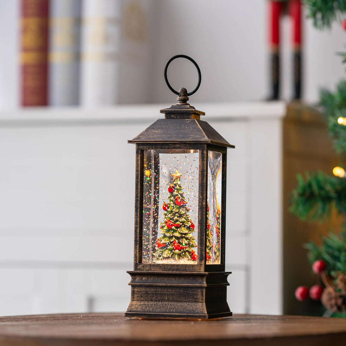 Lanterna Musical con Nieve, Árbol de Navidad, USB/Batería