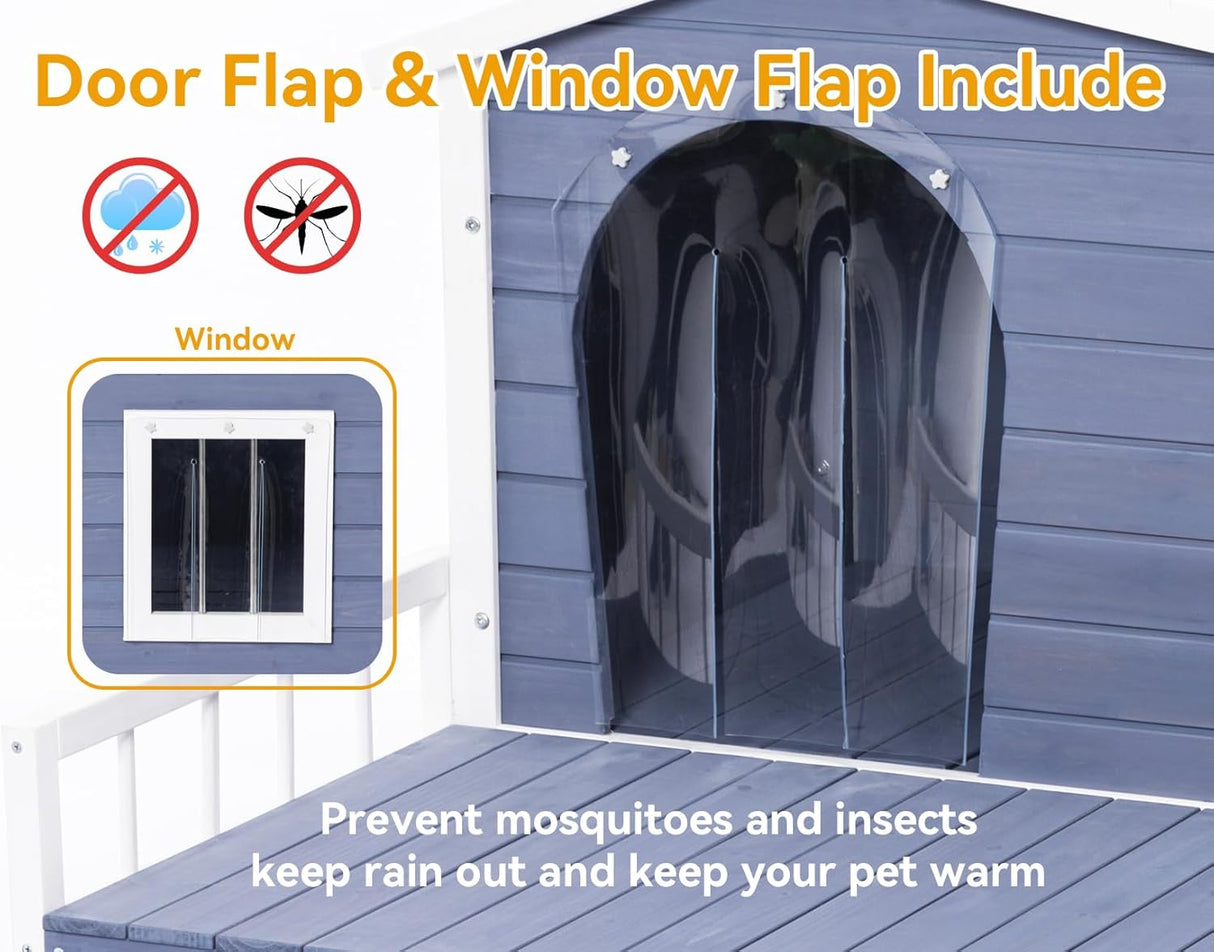 Casa para perros resistente a la intemperie con porche