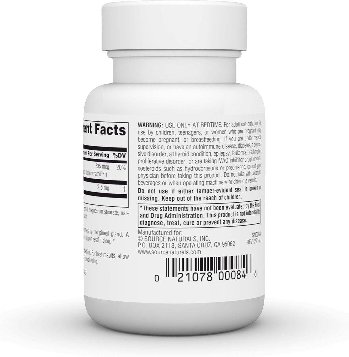 Source Naturals ayuda a promover el sueño* 2.5 mg 60 unidad