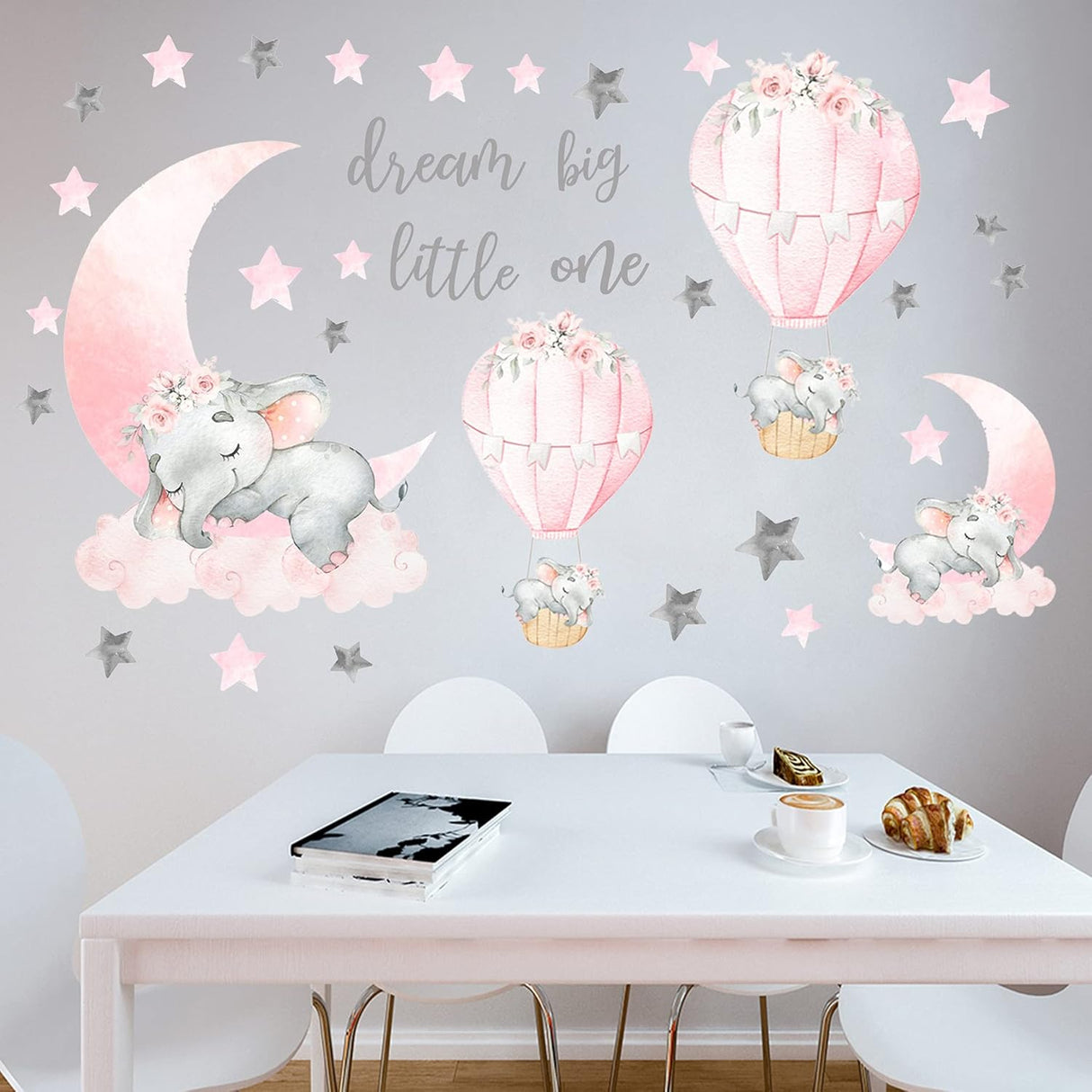 Pegatinas de Pared Elefante, Dream Big, Globo Aerostático