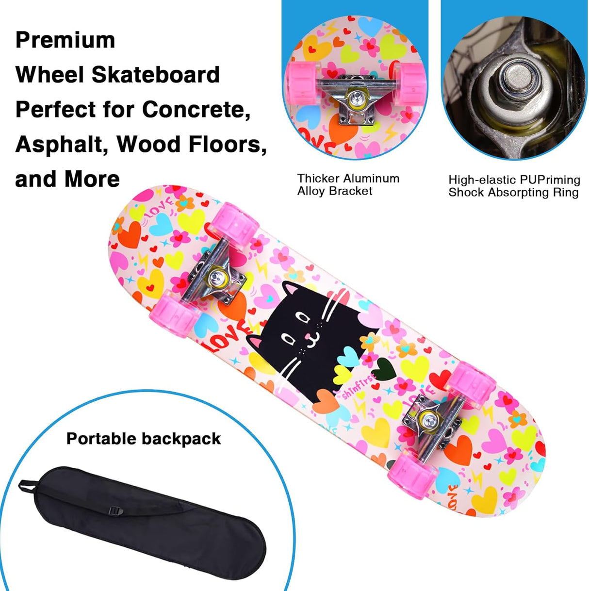 Patineta Completa de 31 Pulgadas con Diseño de Unicornio y Calavera