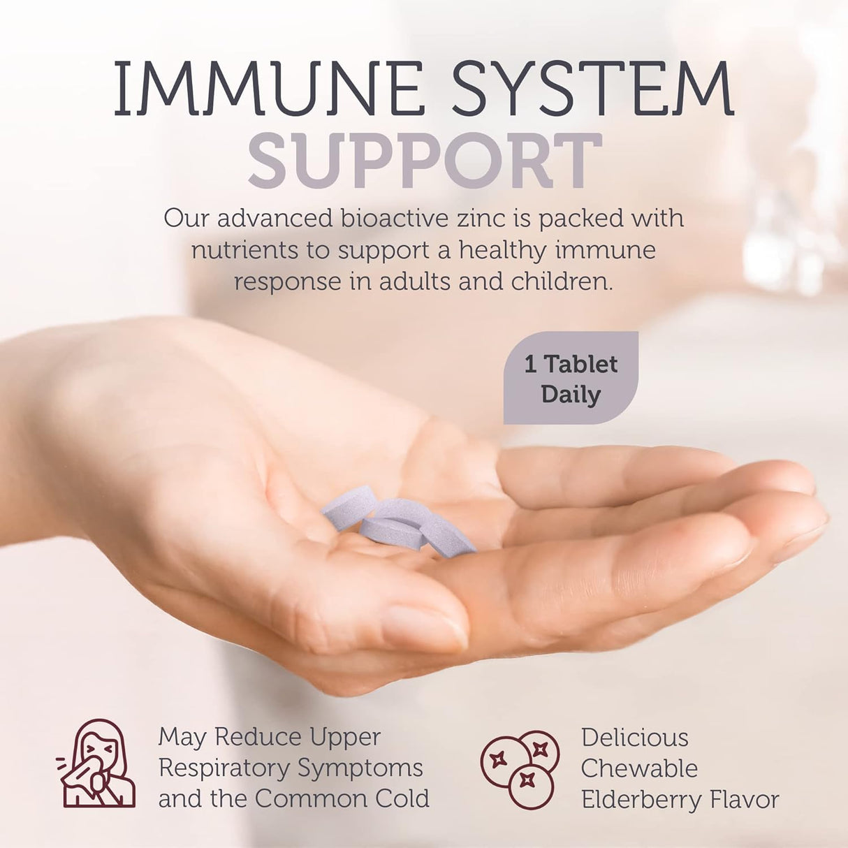 Suplemento pastillas de zinc con saúco masticables de 25 mg