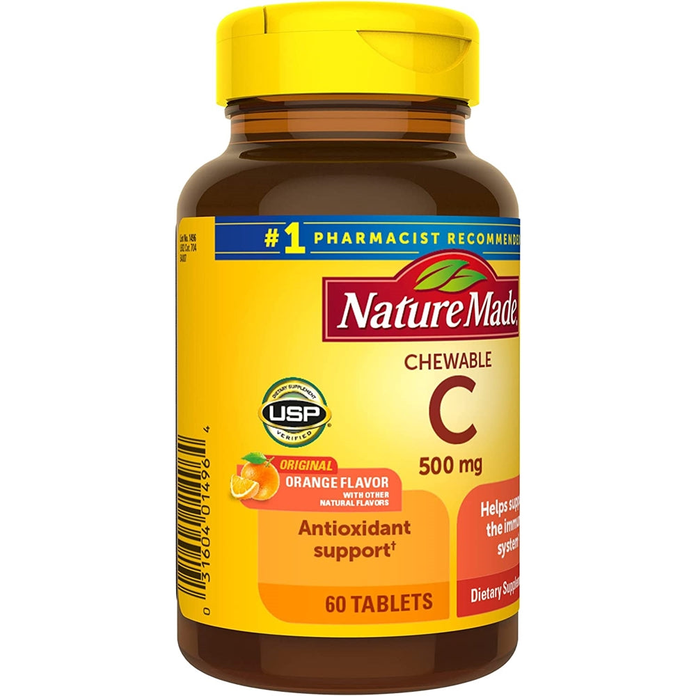 Suplemento Vitamina C masticable 500 mg dietético 60 cap