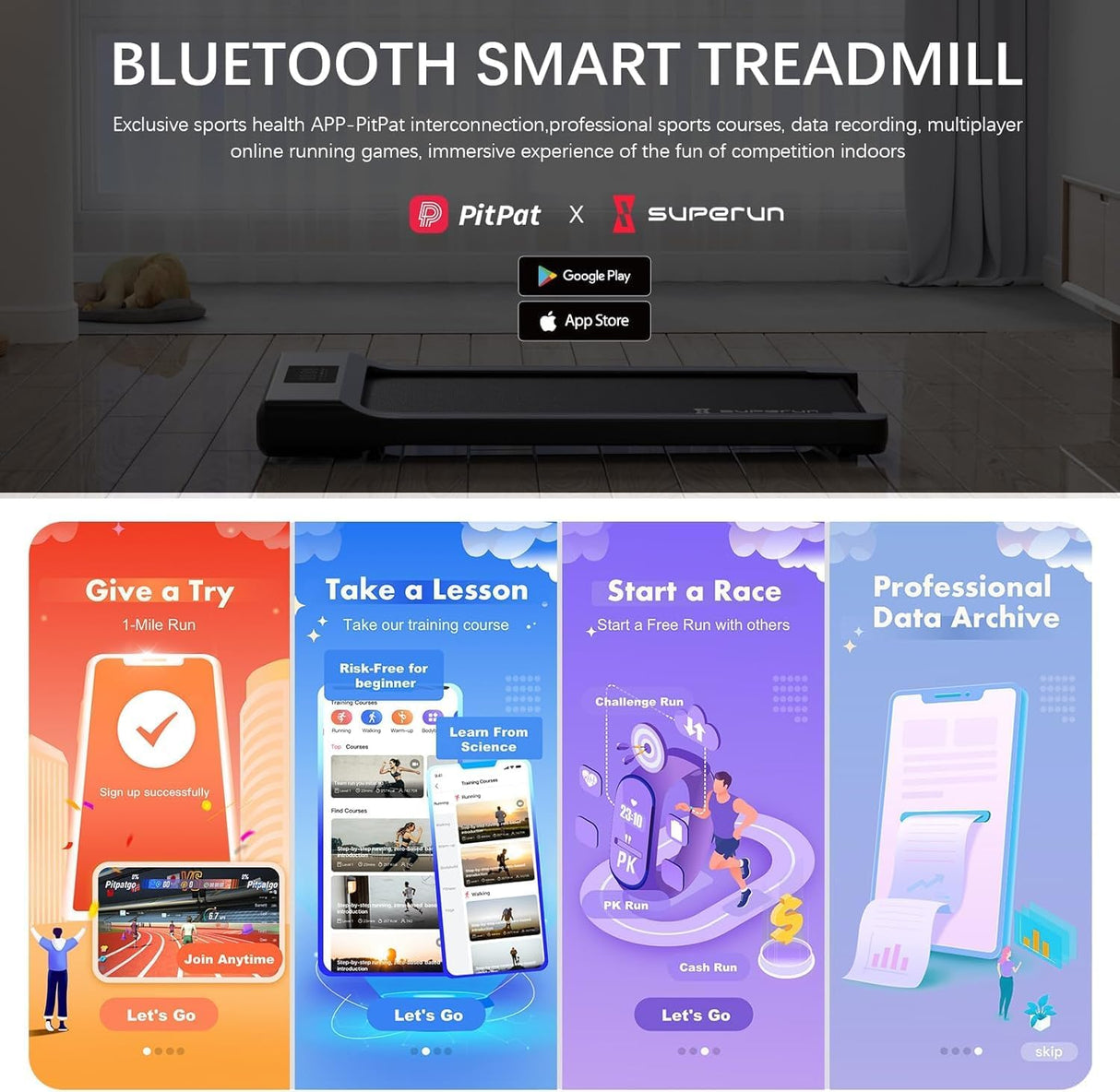 Caminadora SupeRun 3 en 1, Treadmill Portátil, 300 Lbs