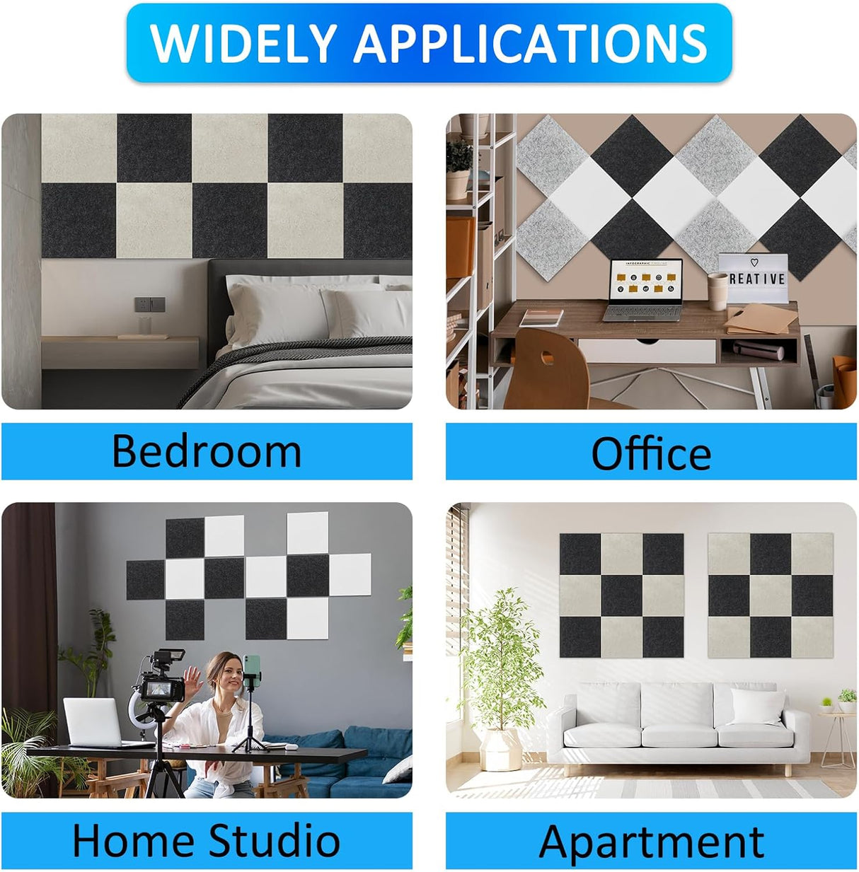 Paneles Acústicos BXI 12 Pack 12x12x0.5 Absorbentes