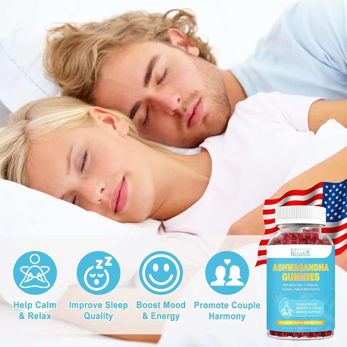 Suplemento Gomitas de Ashwagandha sin azúcar raíz de maca