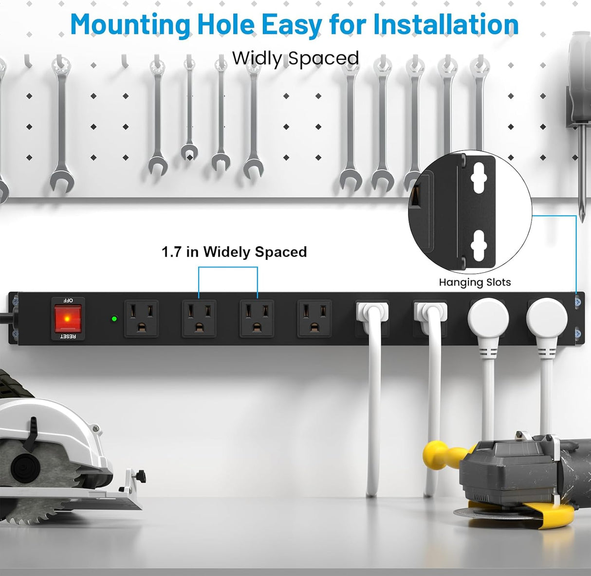 KF Regleta protectora de sobretensiones resistente de 8 tomas