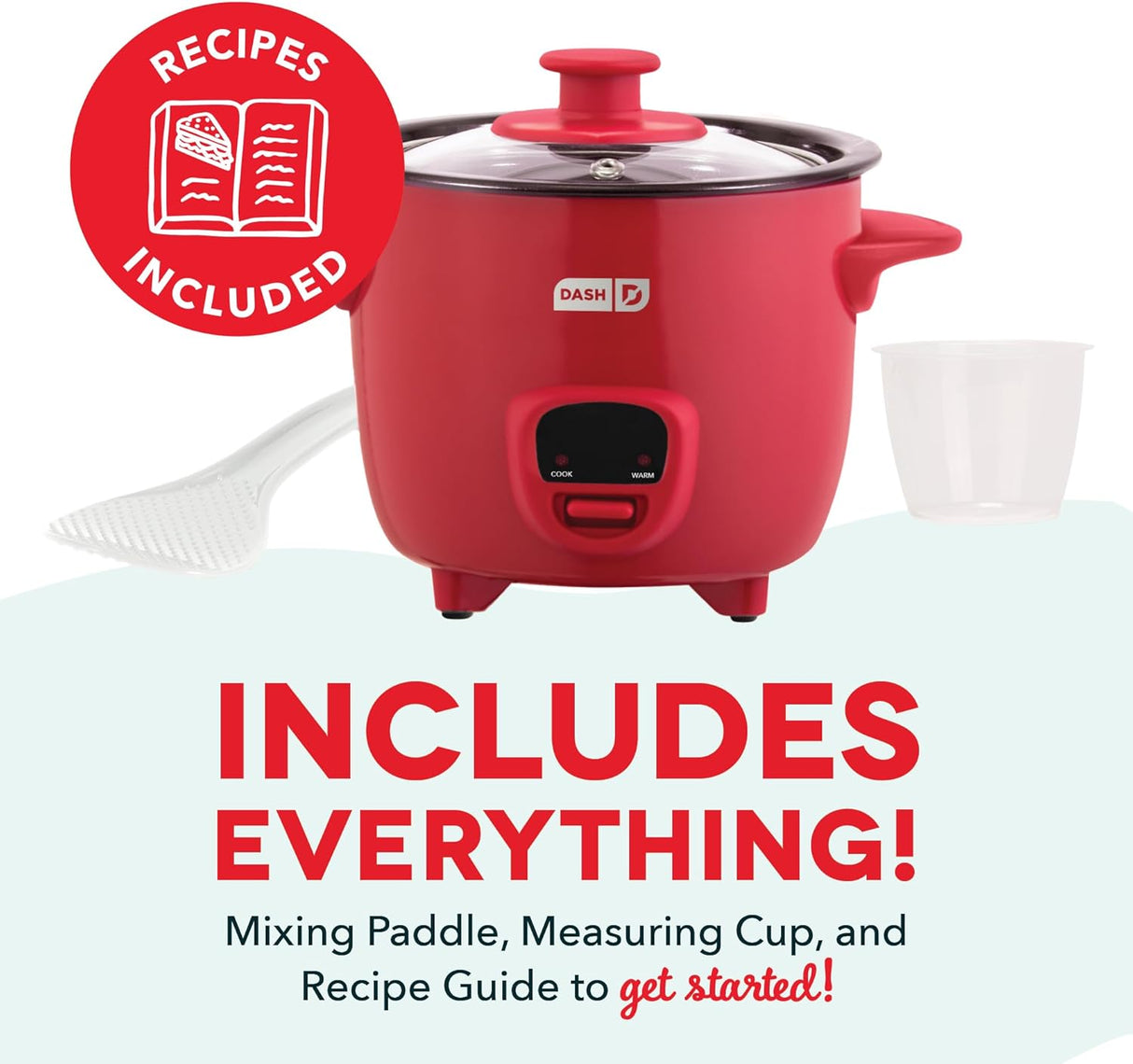 Olla Arrocera Mini DASH, 1/2 Quart, Antiadherente, Función Calor