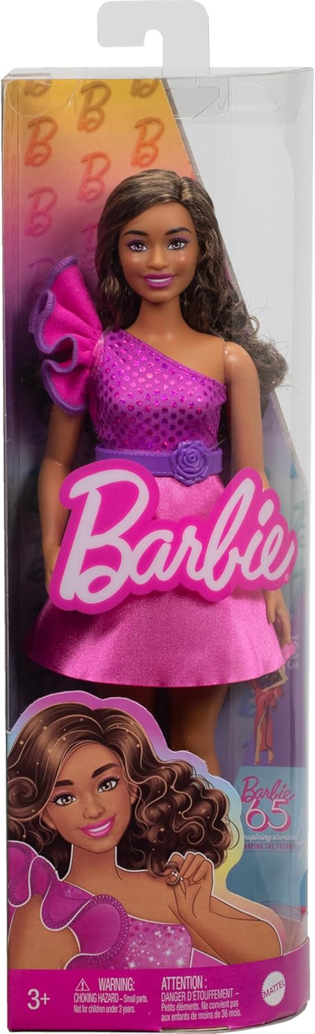 Muñeca Barbie Fashionistas #225, Curvy, Vestido Brillante, 65 Aniversario