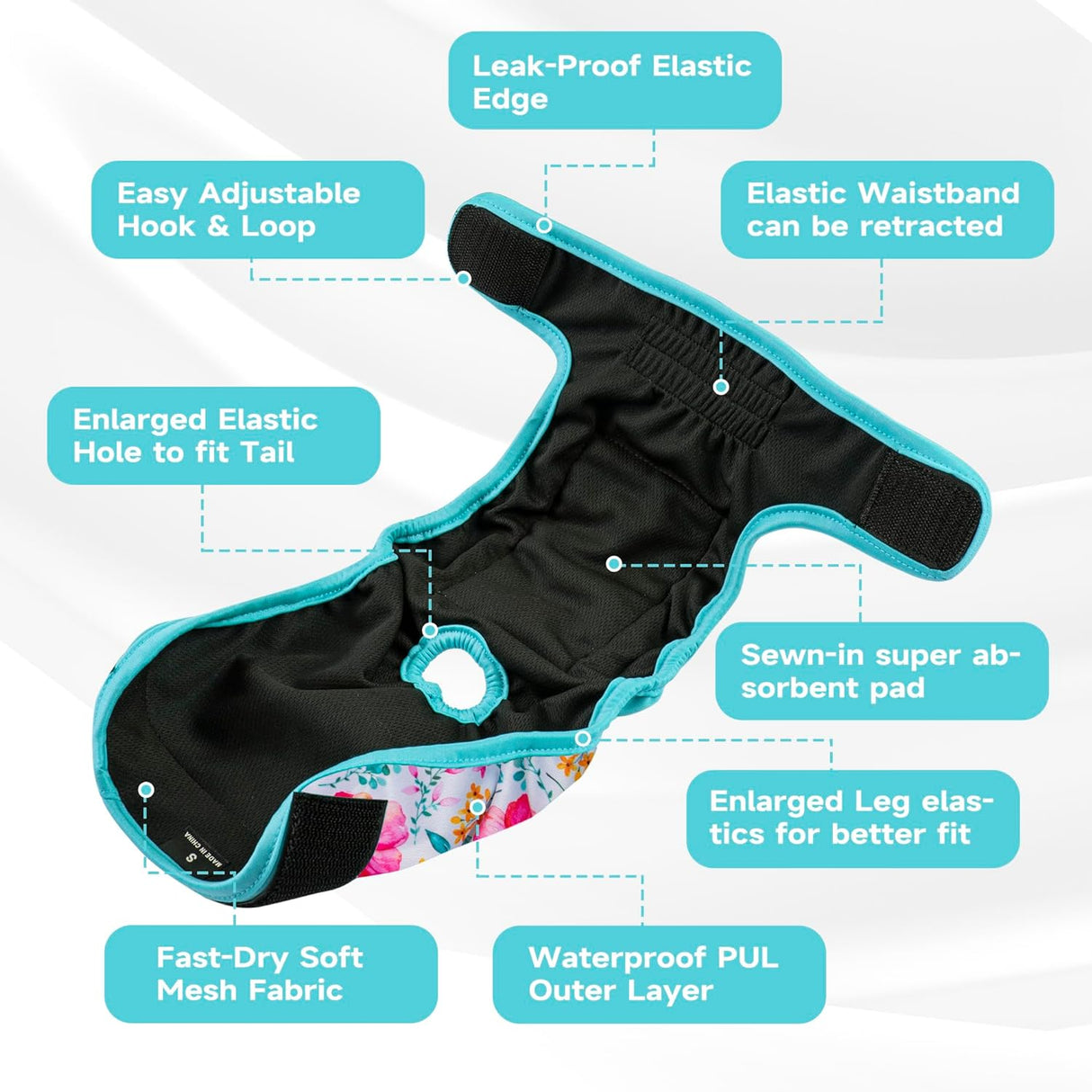 Paw Legend Pañales lavables y reutilizables para perras (3 unidades, XS)