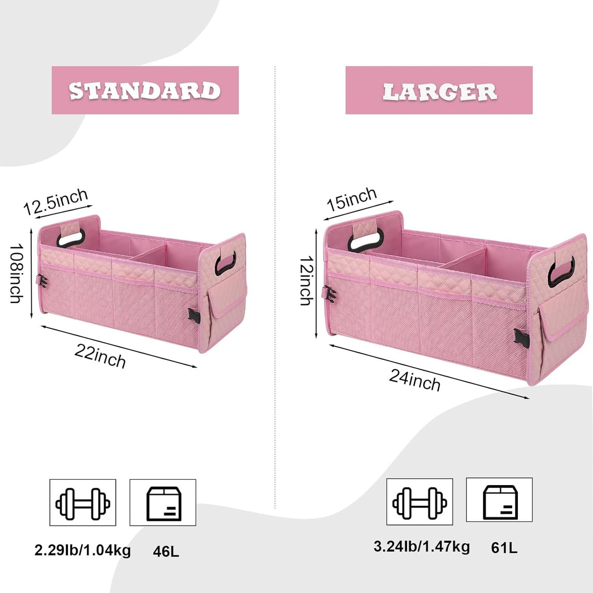 Organizador de Maletero JiatuA, Contenedor Plegable Multi Compartimentos