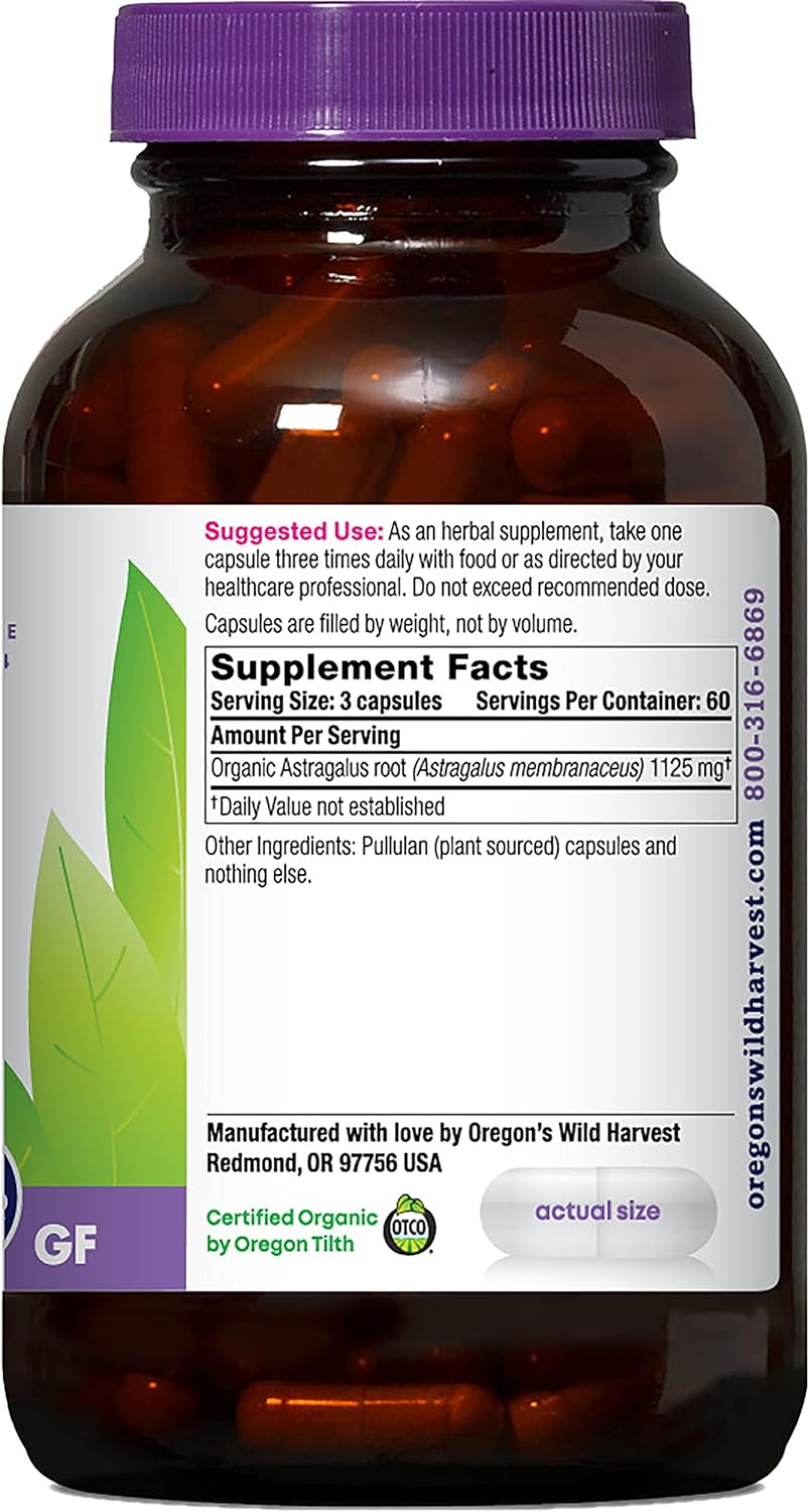 Suplemento Oregon & Wild Harvest Cápsulas de astrágalo 180 u