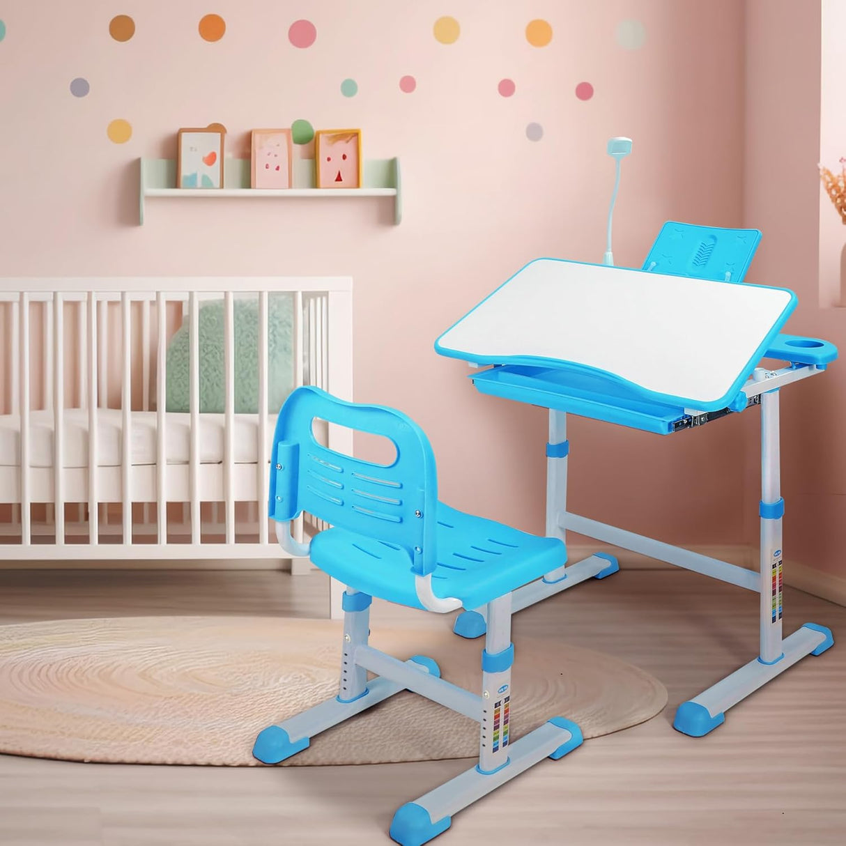 Escritorio y Silla Ajustables para Niños con Luz LED y Cajón