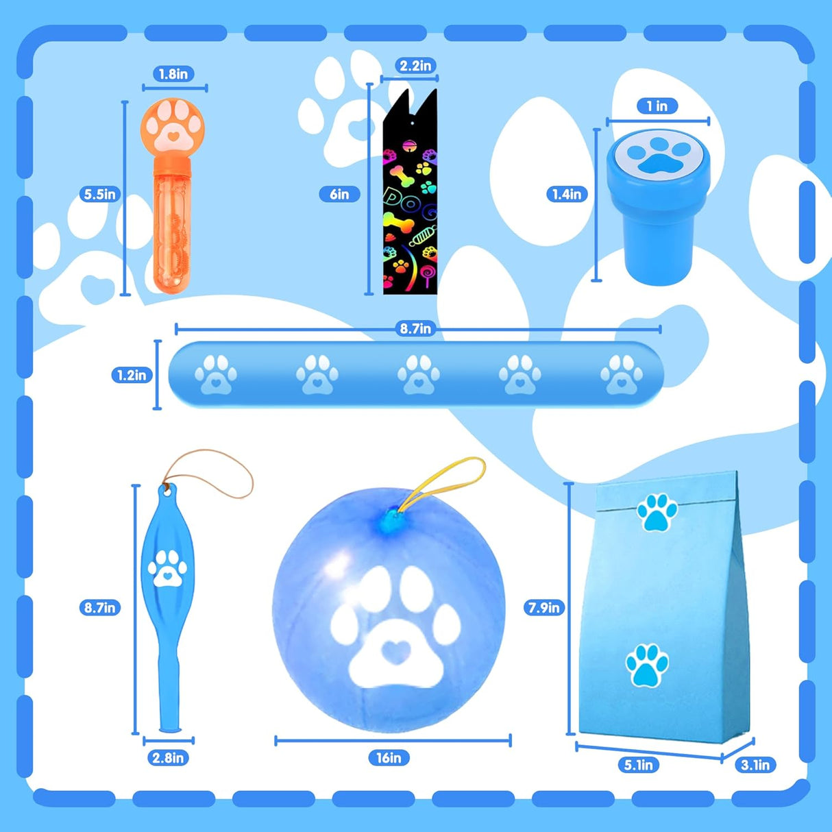 Favor de Fiesta de Huellas de Perro para Niños, Set de 97PCS