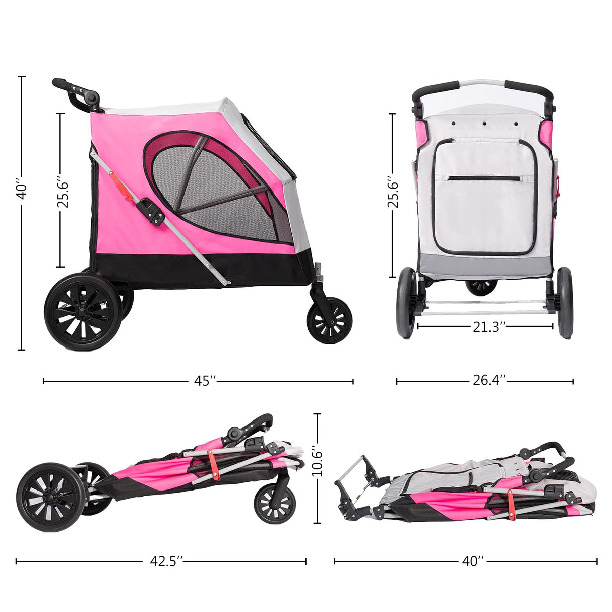 Carrito para Perros Grandes, Plegable, Soporta hasta 100 LBS