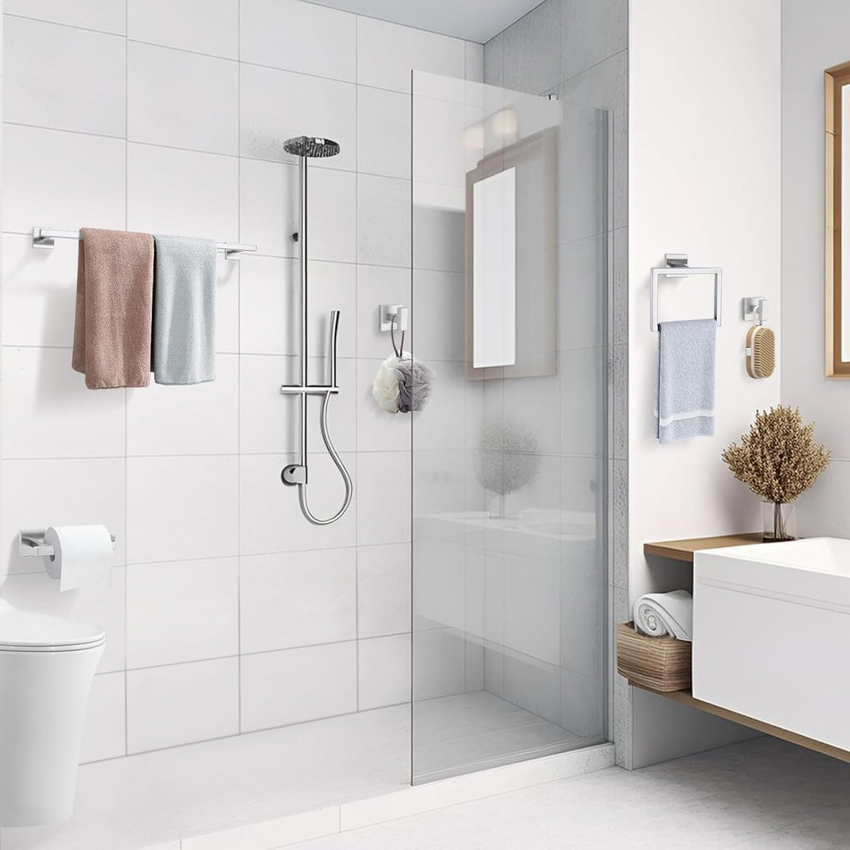 Juego de Accesorios de Baño Montados en Pared SUS304 5 Piezas