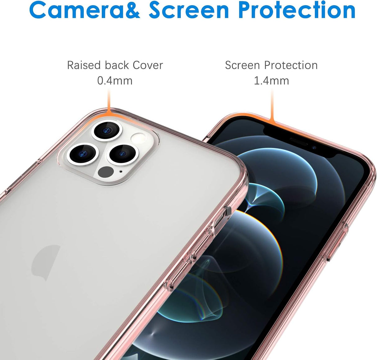 JETech Funda para iPhone 12/12 Pro de 6.1 pulgadas, a prueba de golpes, parte trasera transparente antiarañazos, oro rosa
