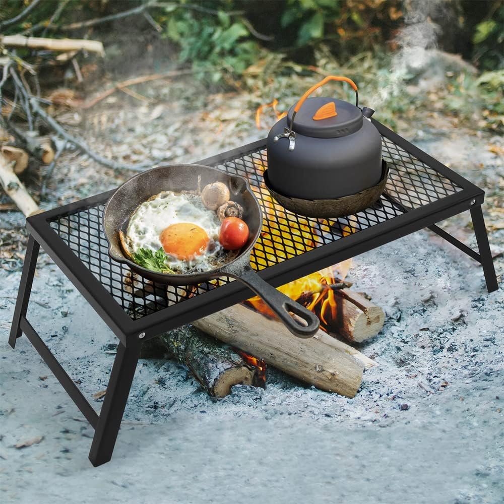 Parrilla Plegable de Acero para Camping con Patas, Modelo 21.6