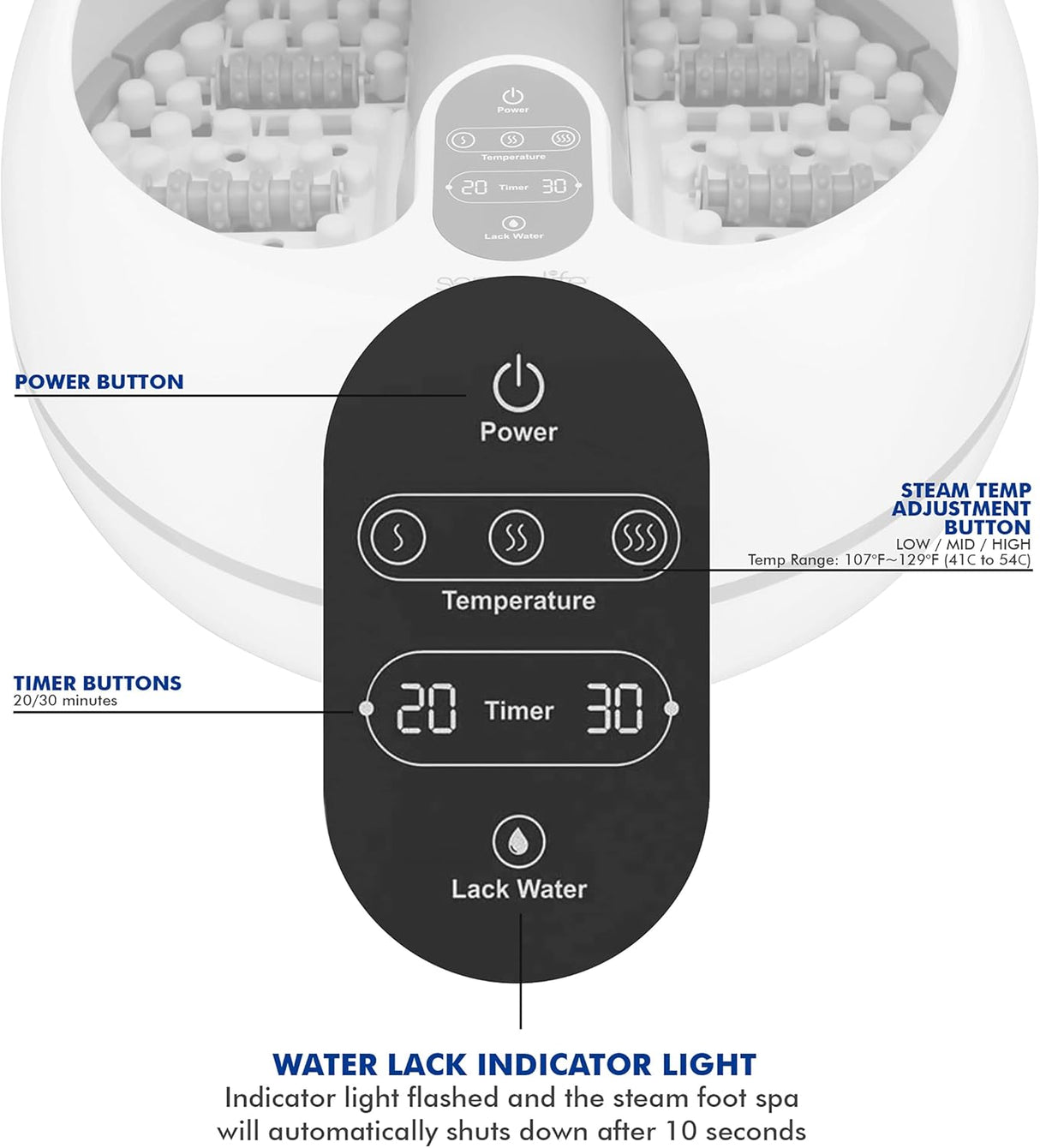 Masajeador de vapor para pies SereneLife SLFTSP140
