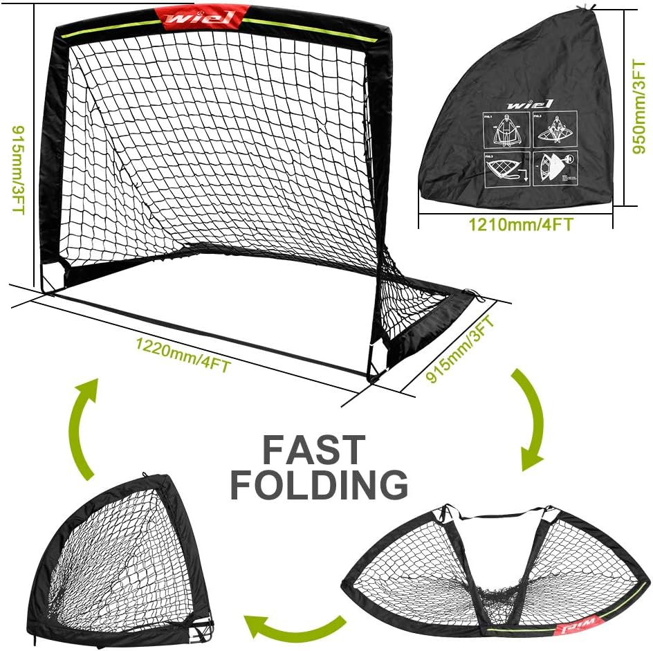 Arco de fútbol plegable, tiras reflectantes para niños