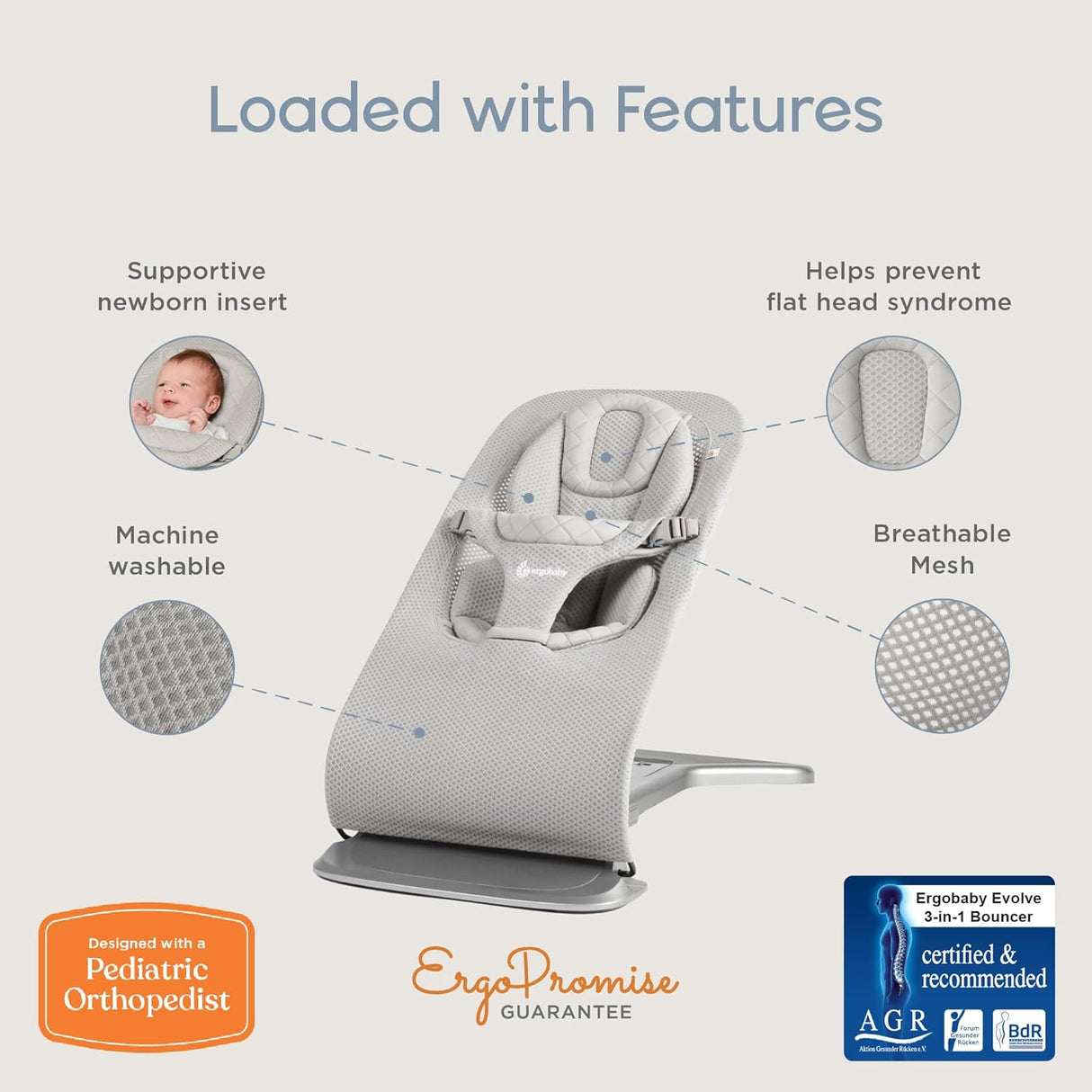 Hamaca Evolve 3 en 1 Ergobaby, ajustable para bebé y niño