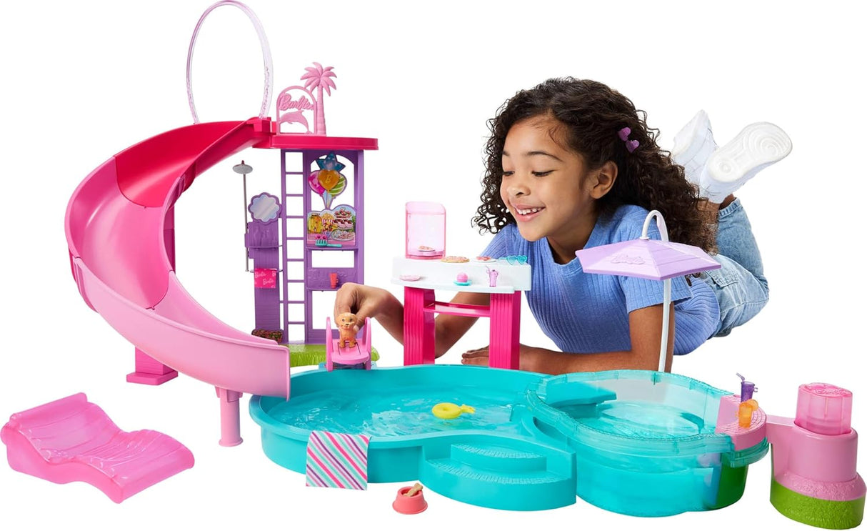 Barbie Dream Pool Set con 6 Áreas y 20+ Accesorios