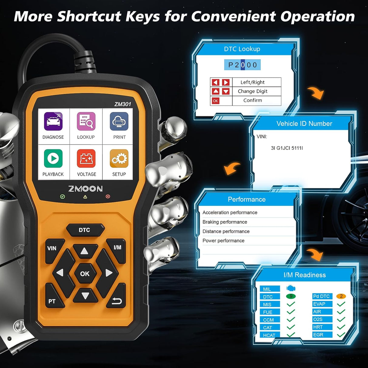 Escáner OBD2 ZMOON ZM301, Herramienta de Diagnóstico Automotriz