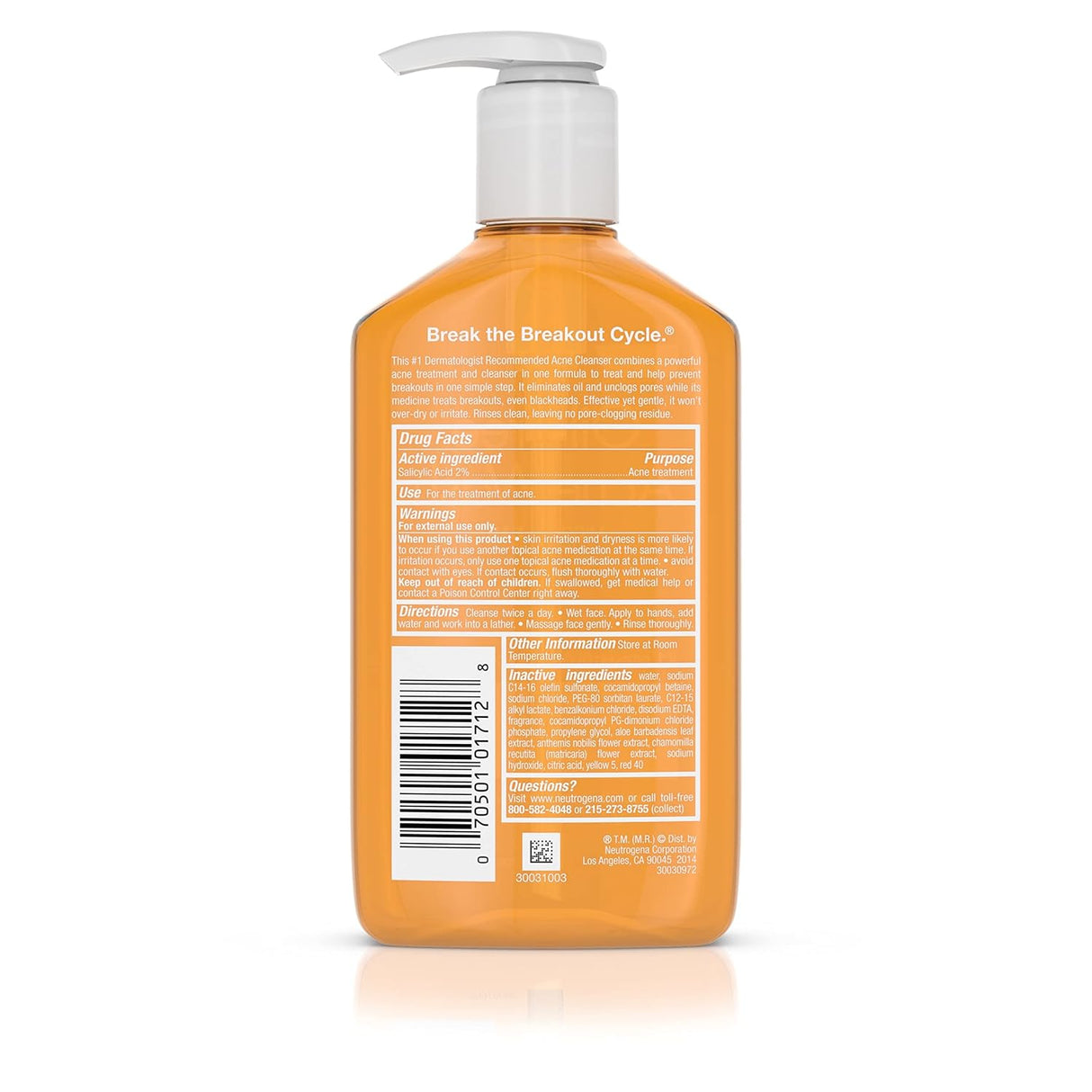 Limpiador Facial Neutrogena Antiacné con Ácido Salicílico 3x9.1oz