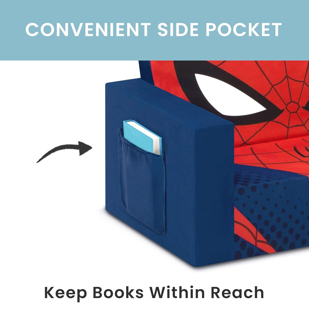 Silla transformable en cama para niños, diseño de Spider-Man