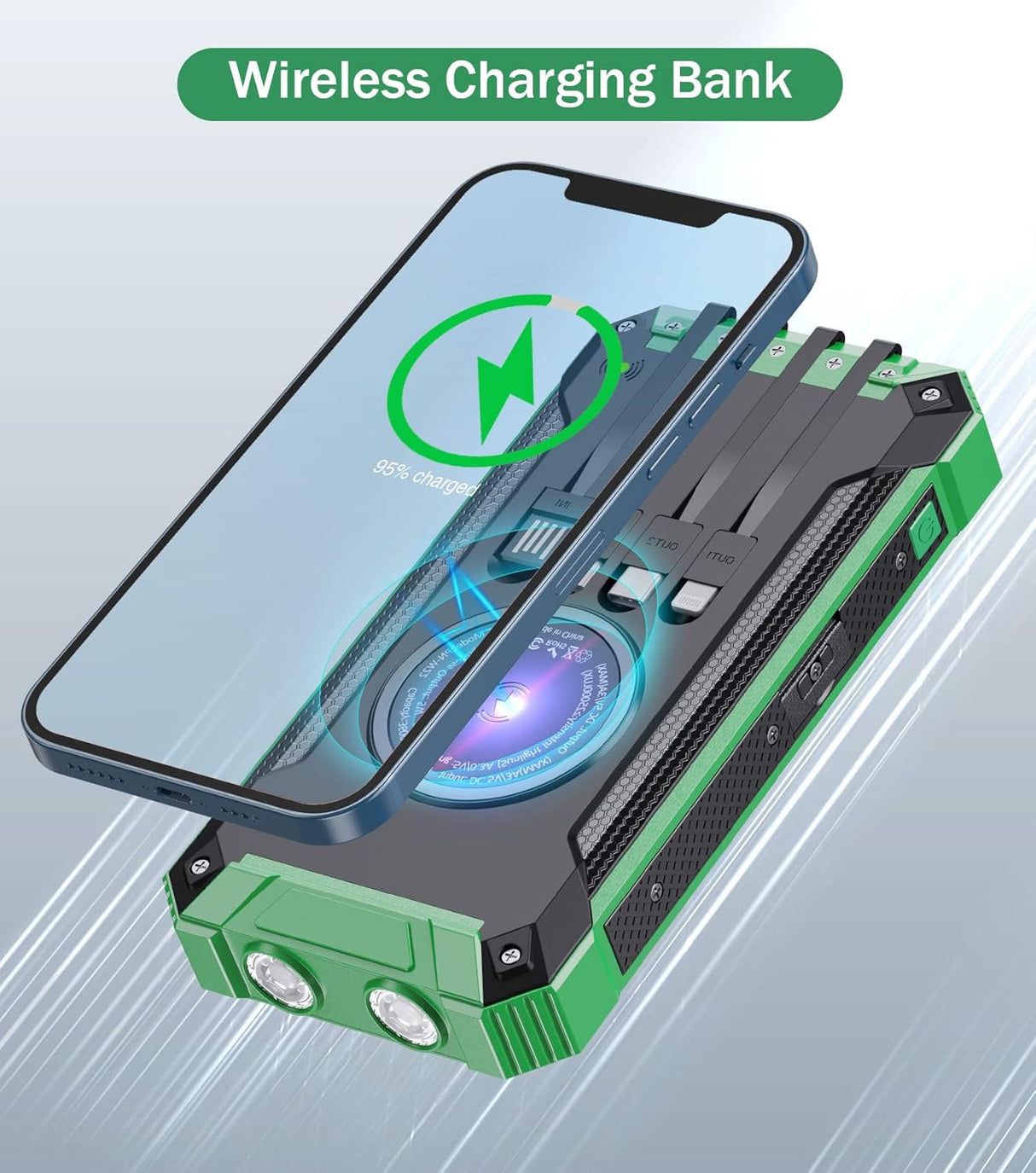 Cargador solar de 36000 mAh integrado 4 cables para celular