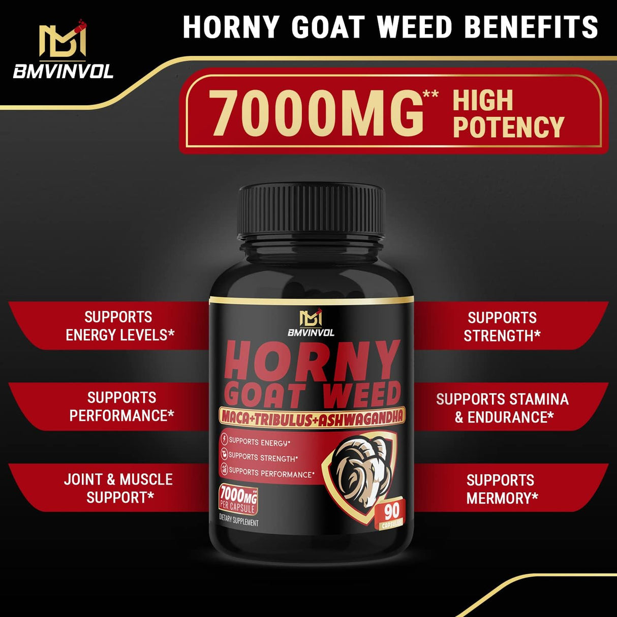 Suplemento Horny Goat Weed 7000 mg equivalente a hierbas