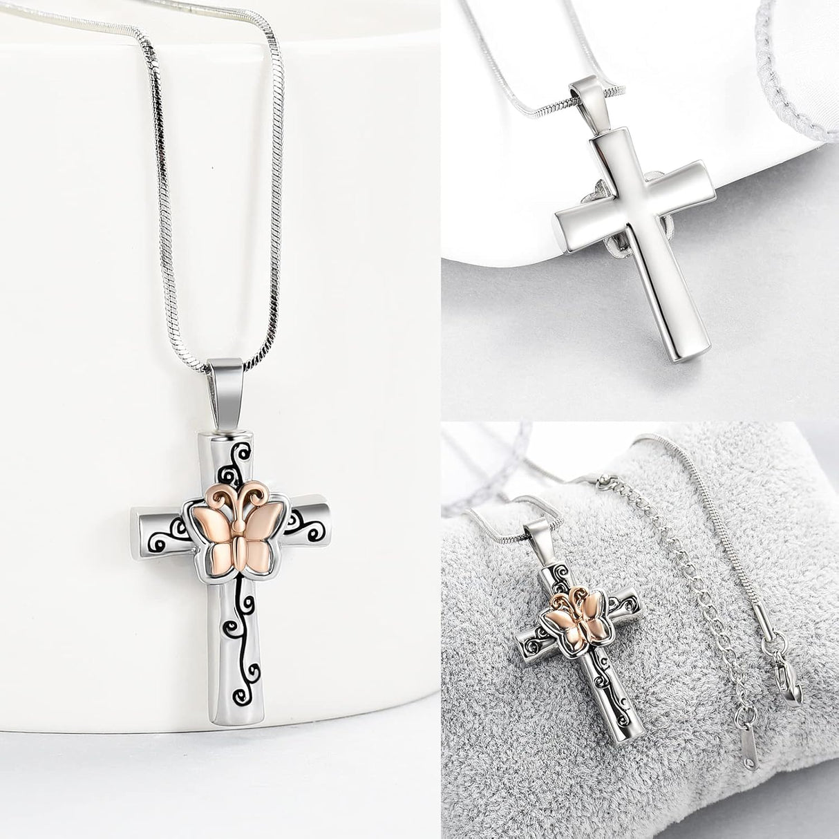 Collar de urna para cenizas, rosa, collar conmemorativo