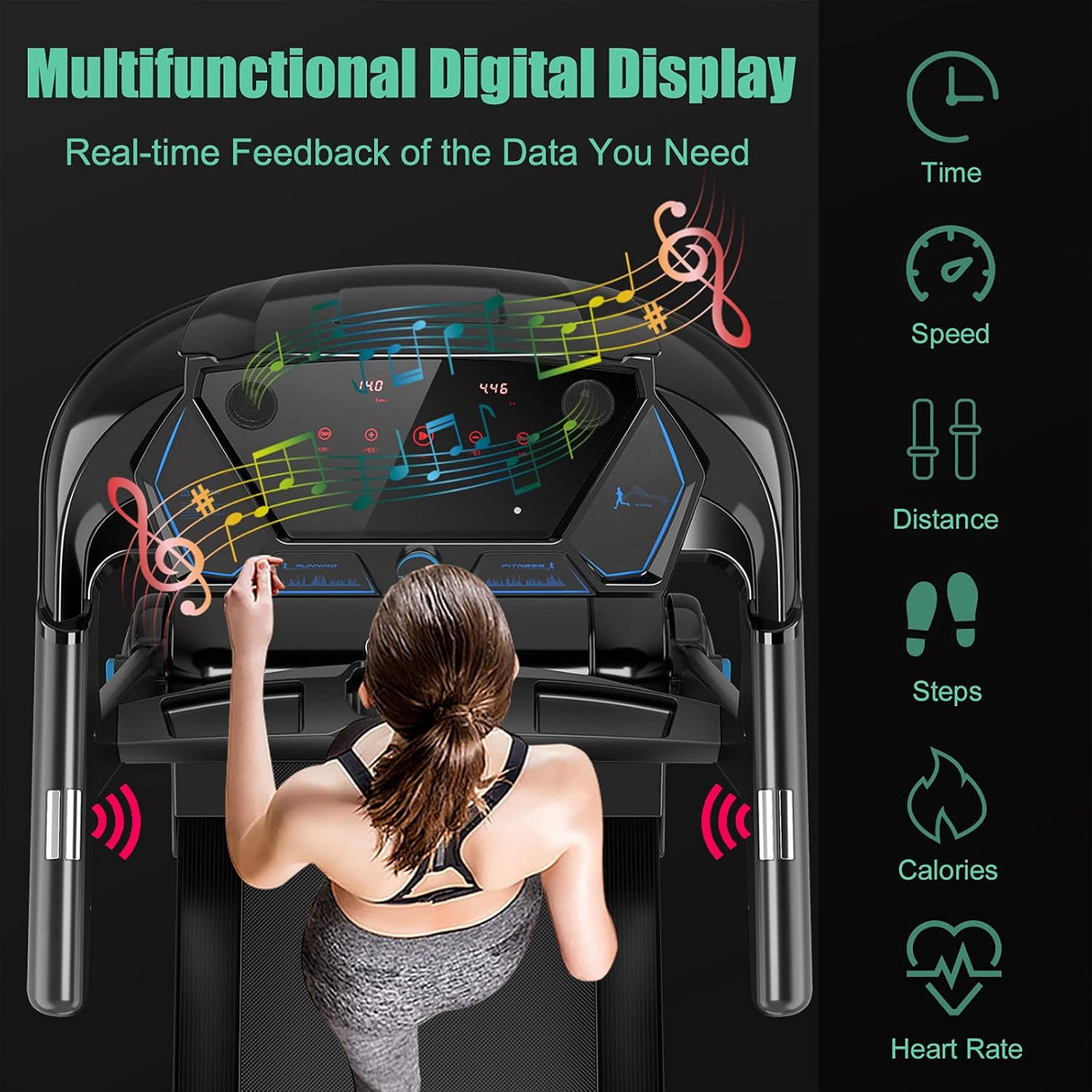 Caminadora Plegable GYMAX, Motor 2.25HP, Control por App