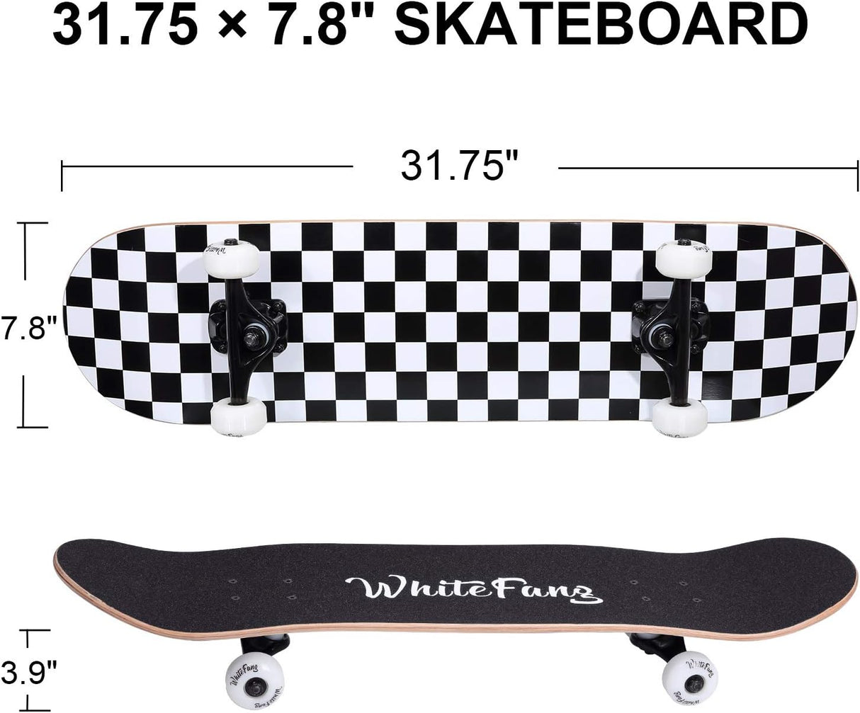 Patineta completa 31 x 7.88, 7 capas, doble kick, para principiantes