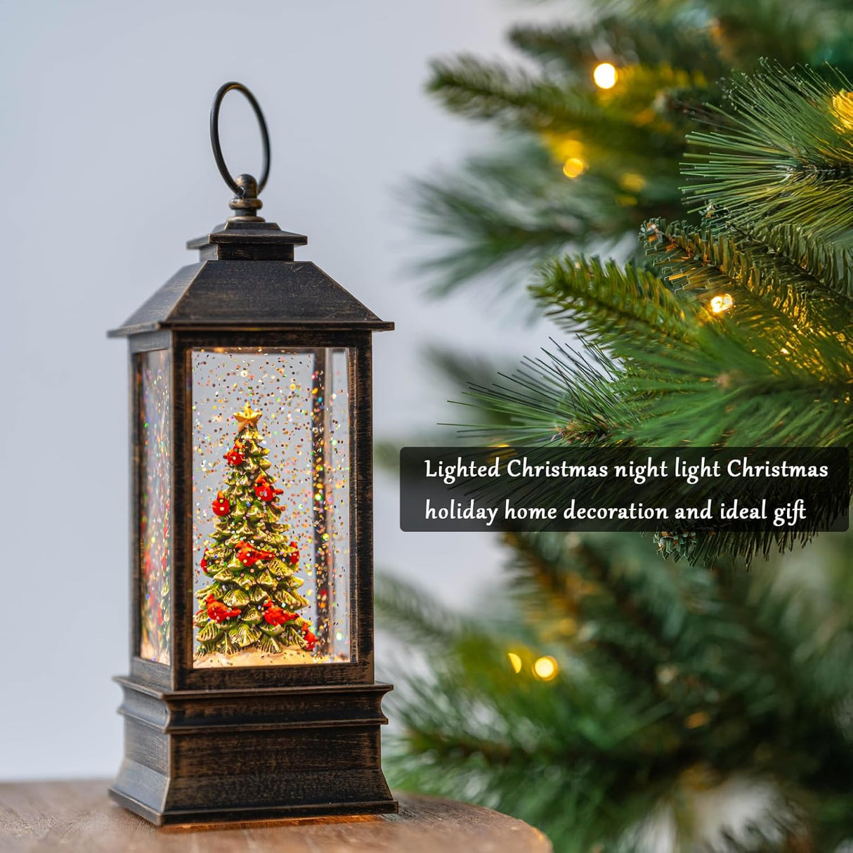 Lanterna Musical con Nieve, Árbol de Navidad, USB/Batería