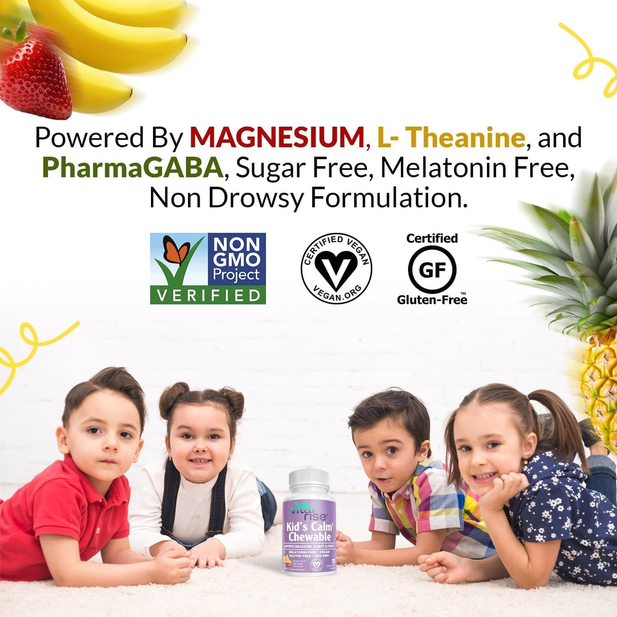 Kids Magnesium Chewables - Sin Azúcar, Sin Melatonina, Apoyo y Concentración