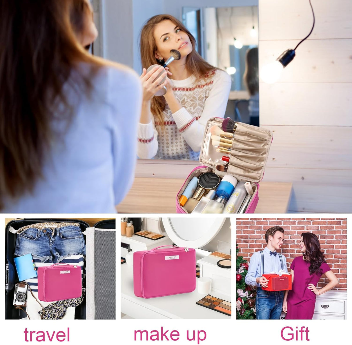 porta cosmeticos color fucsia Queboom