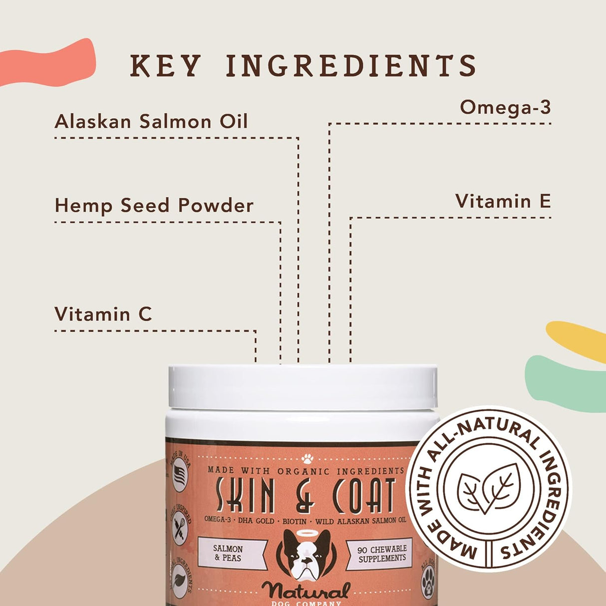 Vitaminas Masticables para piel y pelaje sabor a salmón