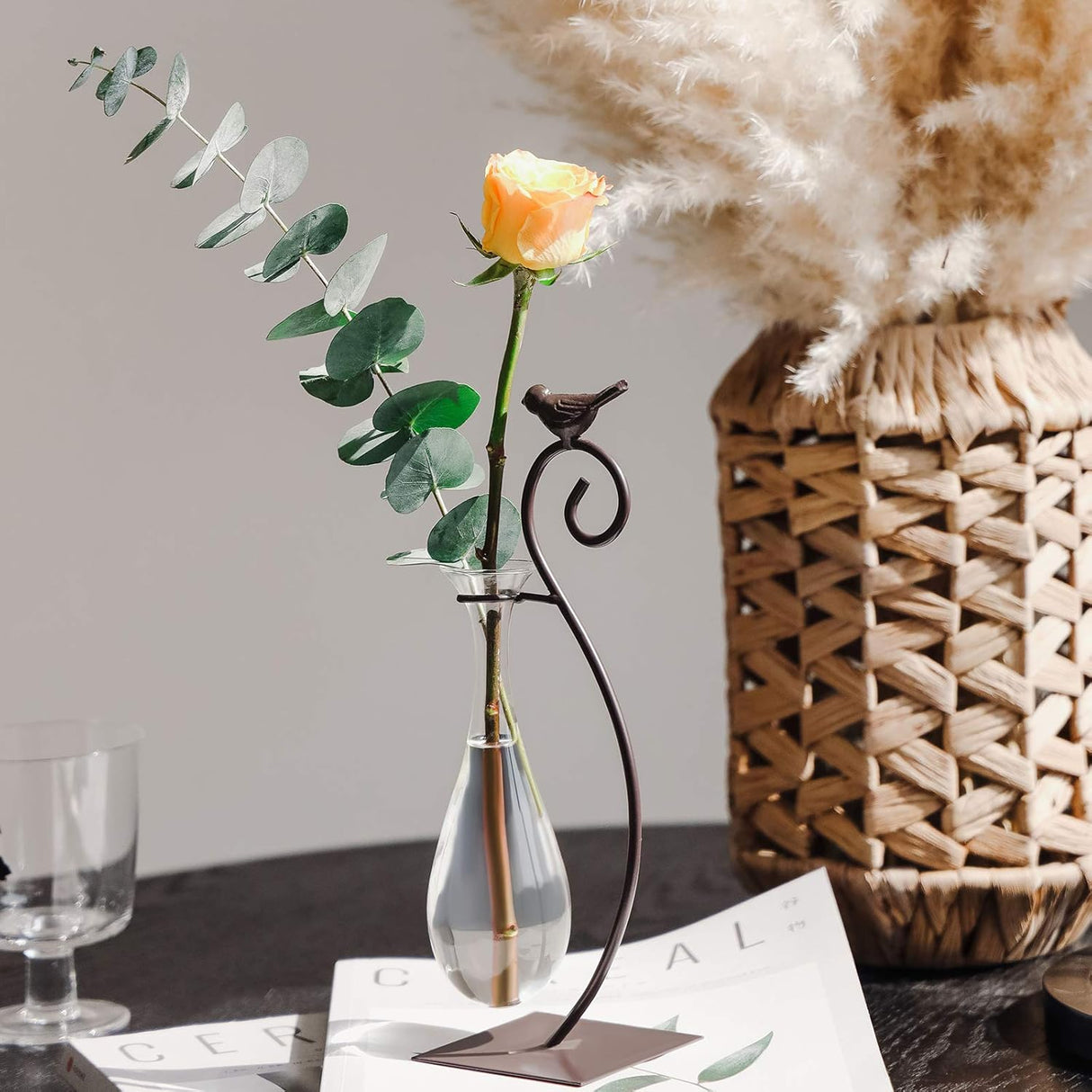 Marbrasse - Jarrón hidropónico de cristal de sobremesa