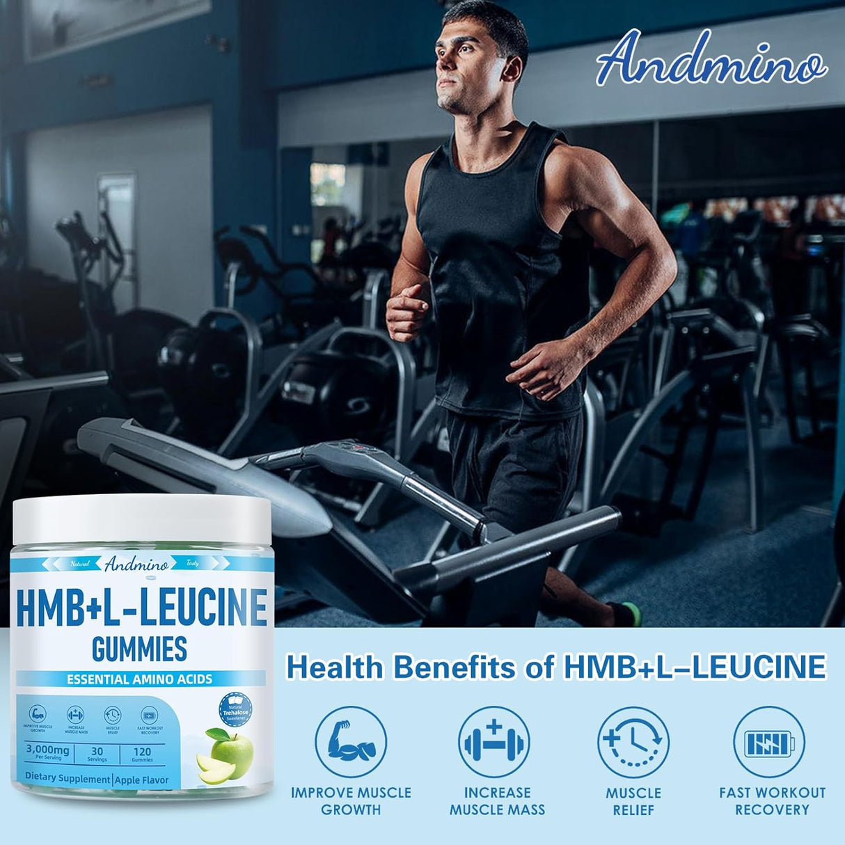 Gomitas HMB y L-Leucina, 3000mg, Veganas, 120 unidades