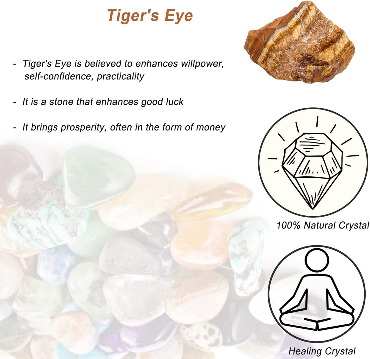 Cristales de Ojo de Tigre Naturales, Grandes y Sin Pulir