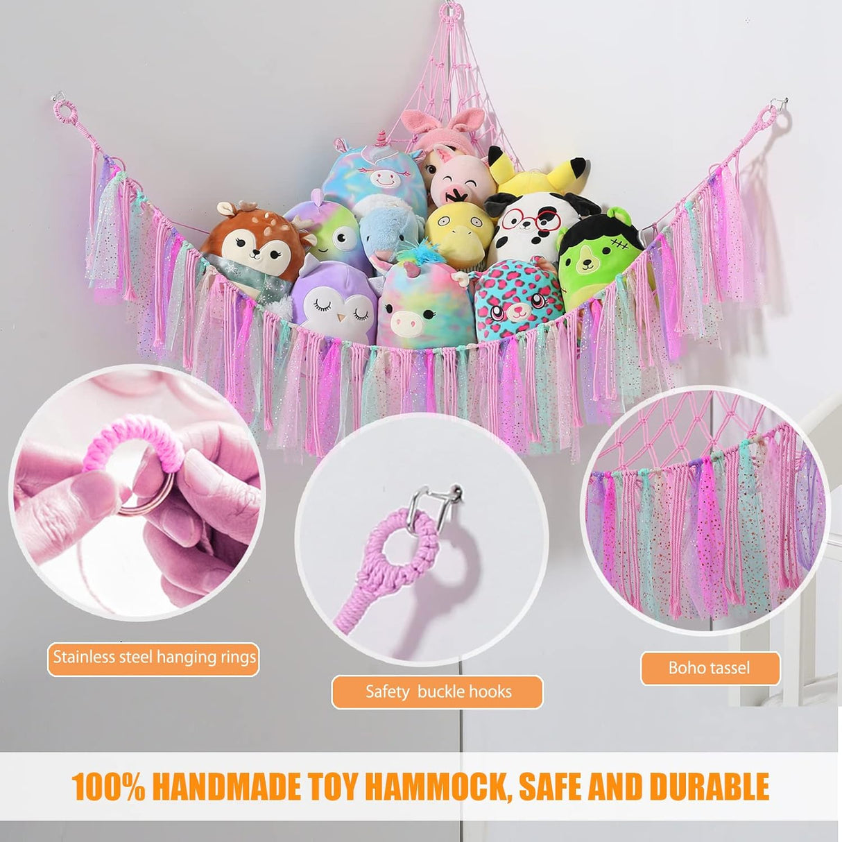 Hamaca de Peluches VISATOR, Macramé Ecológico, 55x42x42